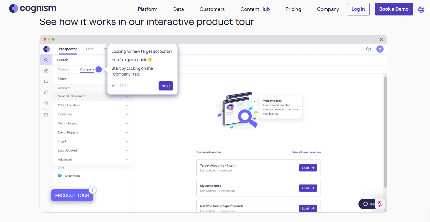 Screenshot of cognism demo