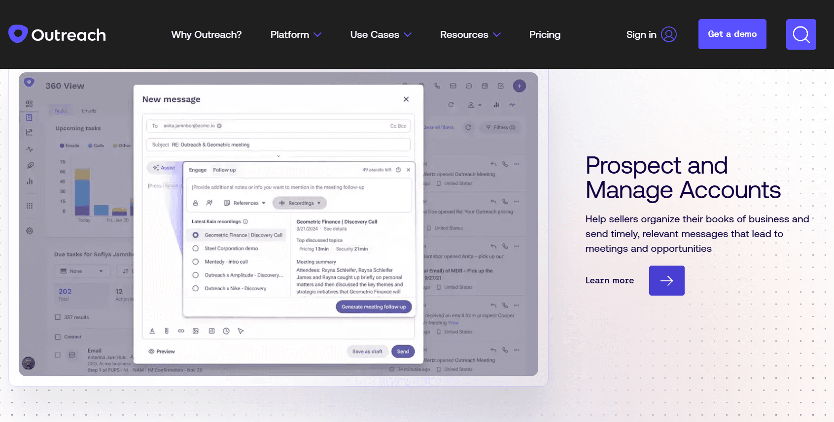 Screenshot of outreach home page