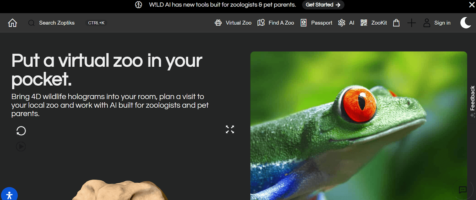 A screenshot of Zoptiks' homepage