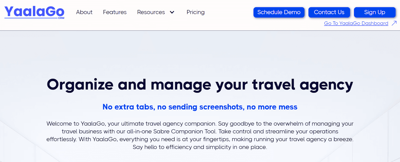 A screenshot of YaalaGo's homepage