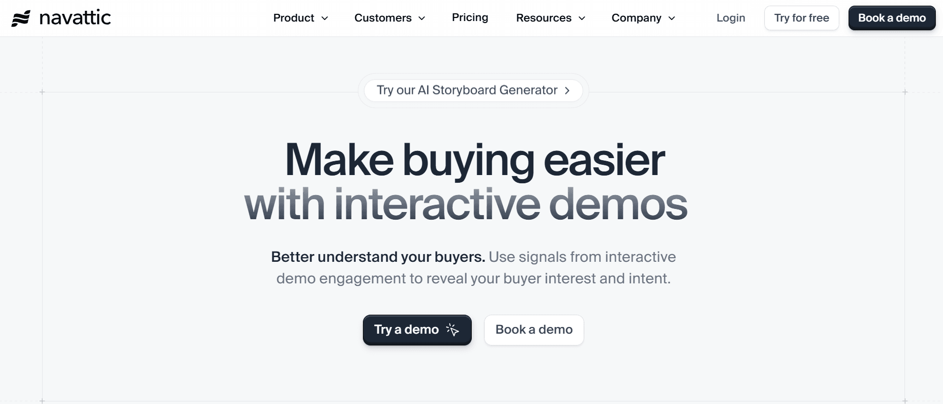 A screenshot of Navattic's homepage