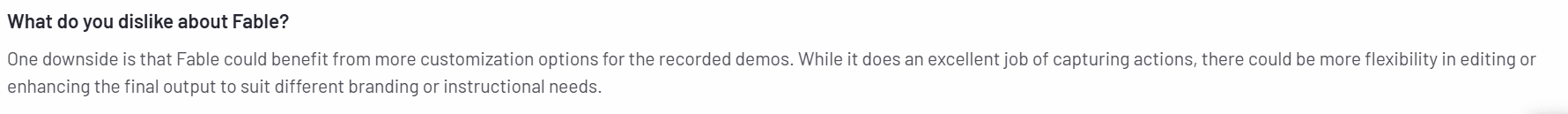 A screenshot of Fable's g2 review.