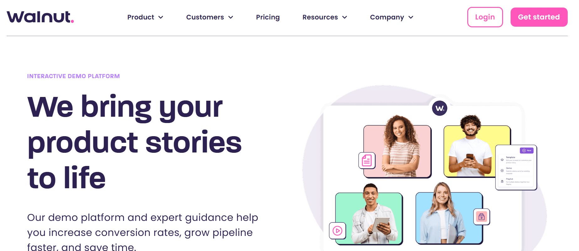 A screenshot of Walnut's homepage