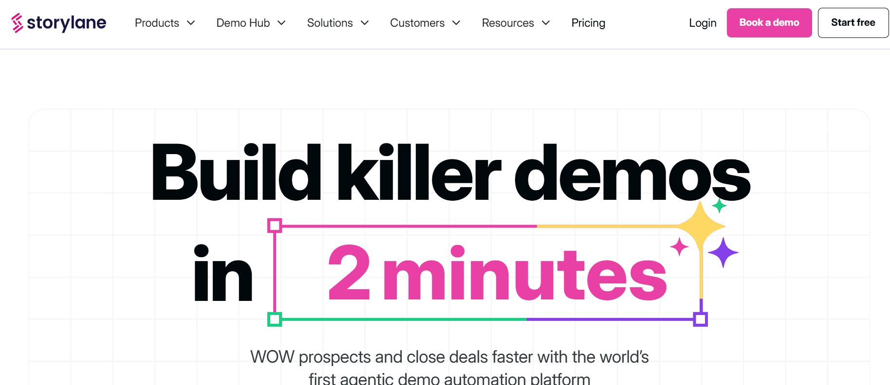 A screenshot of Storylane's homepage