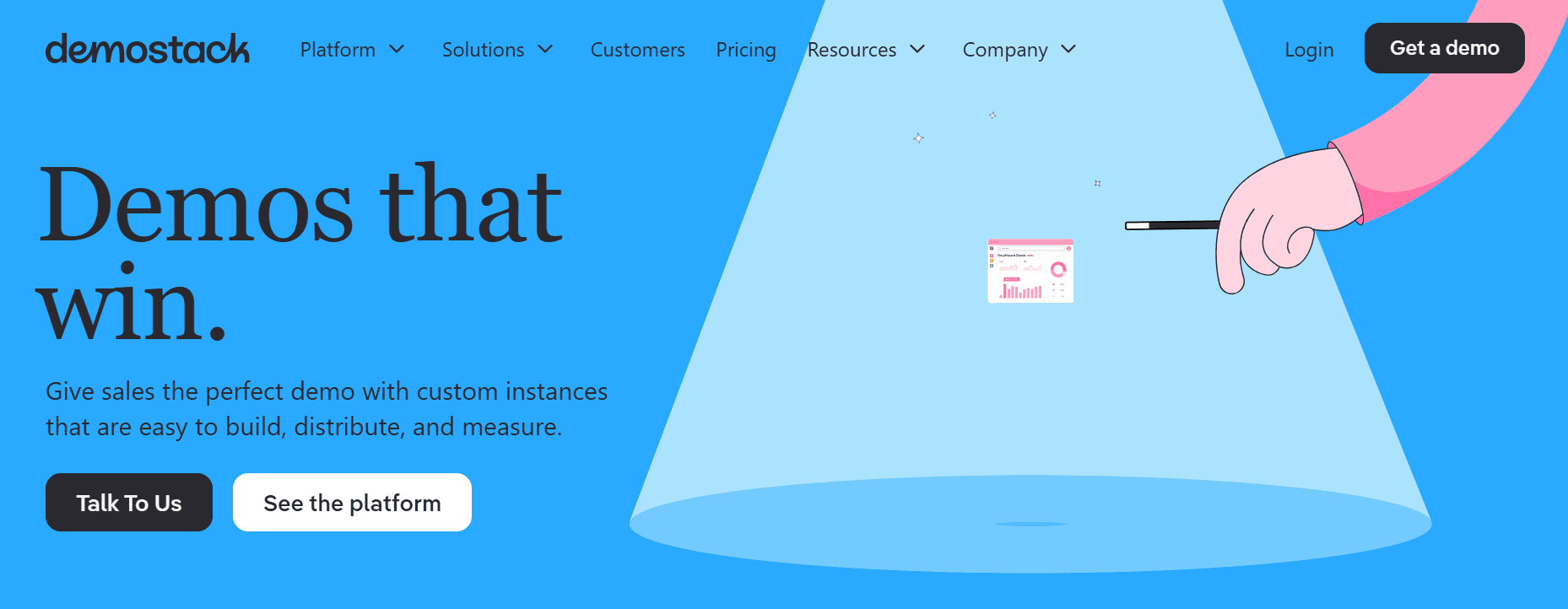 A screenshot of Demostack's homepage