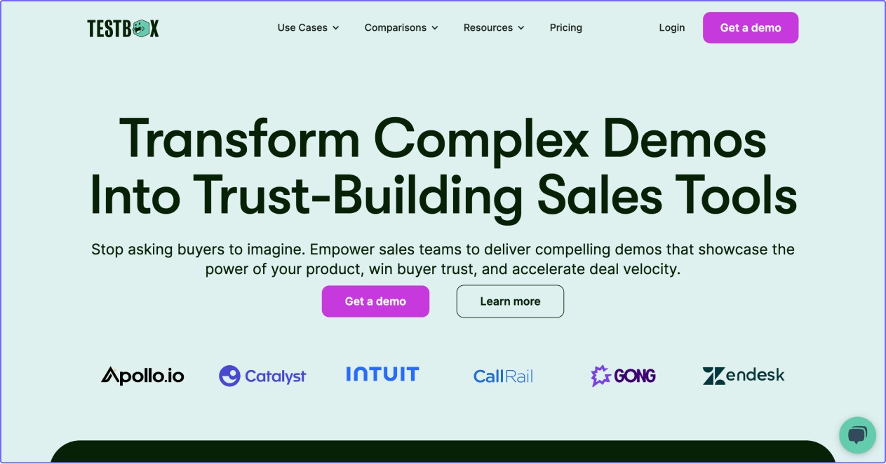 Screenshot of website testbox