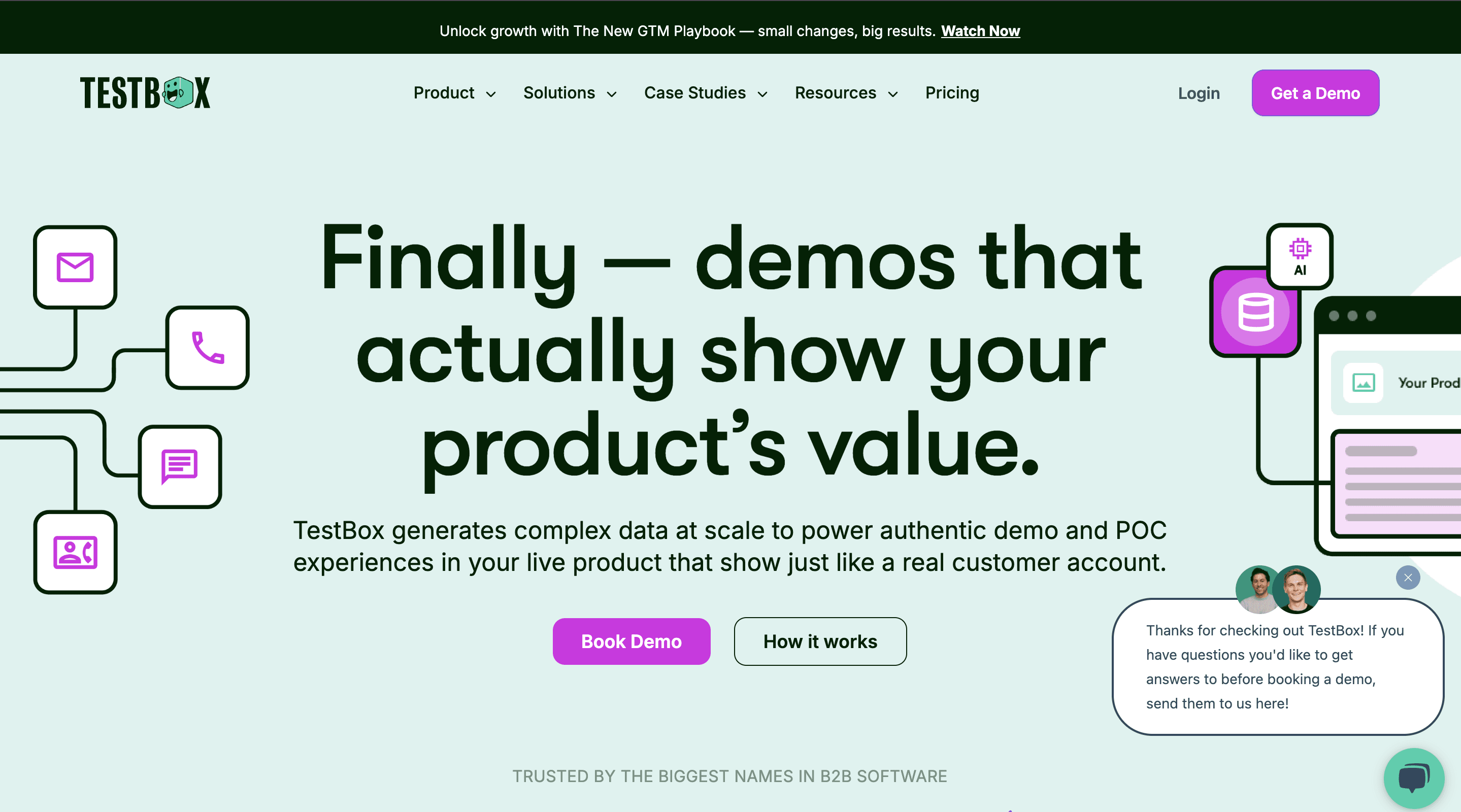 Dashboard of TestBox