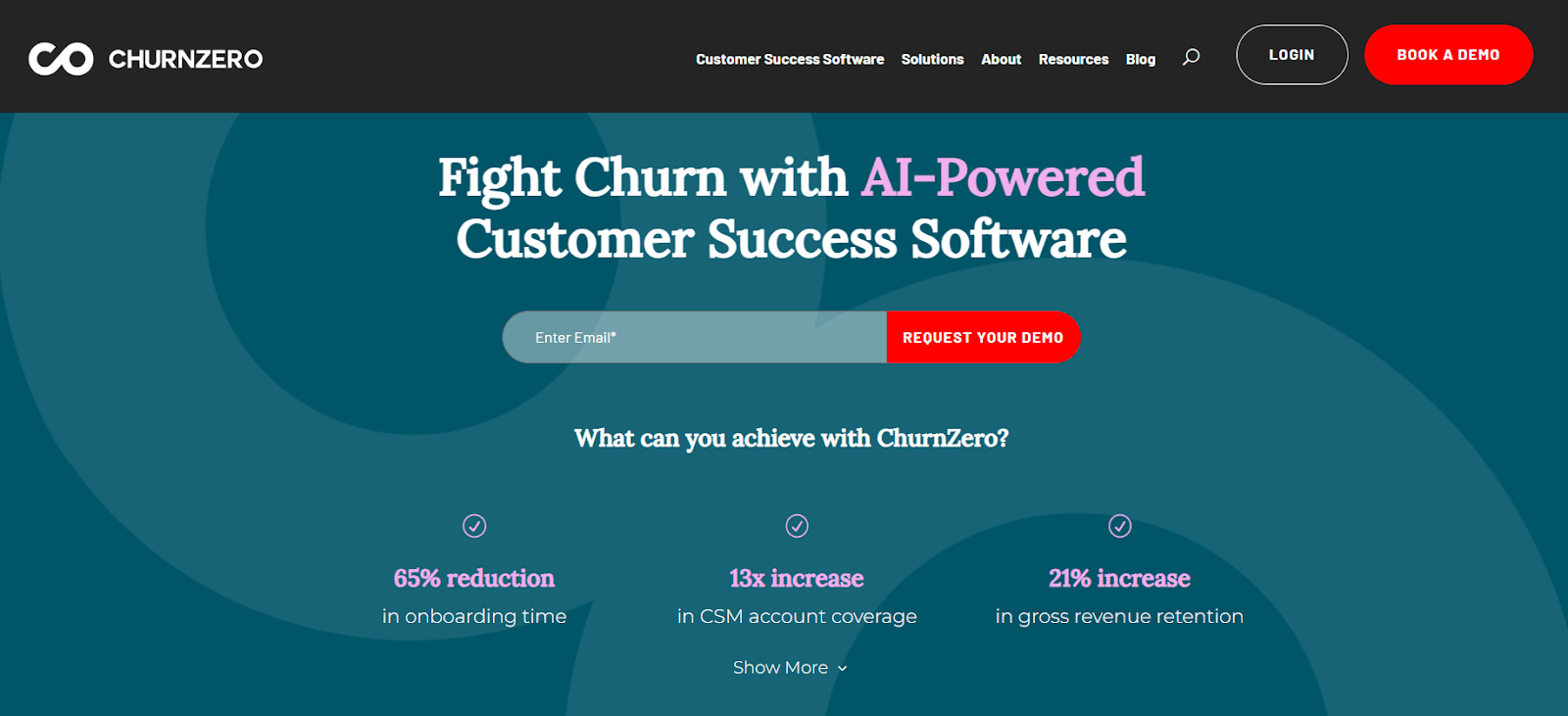 screenshot of ChurnZero hompage