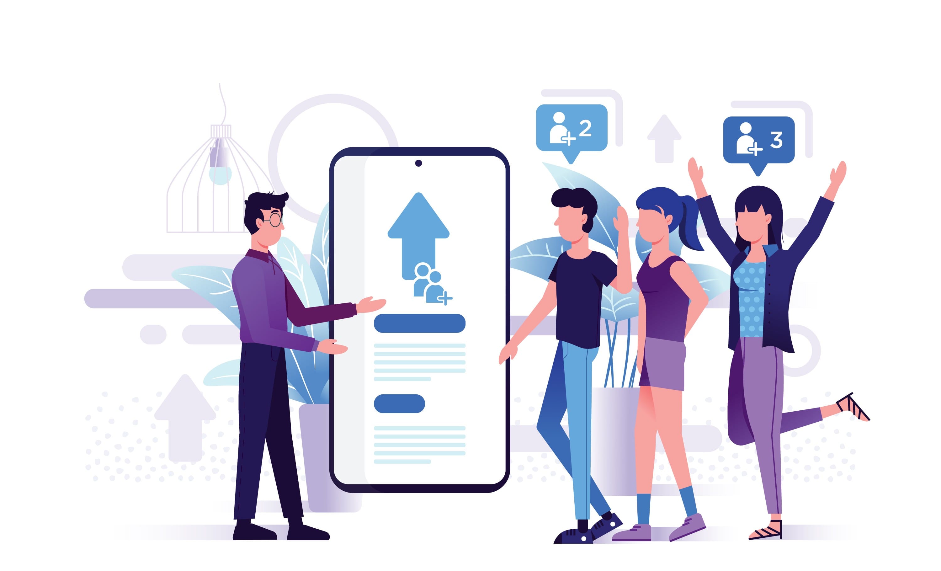 A digital illustration showing a group of people