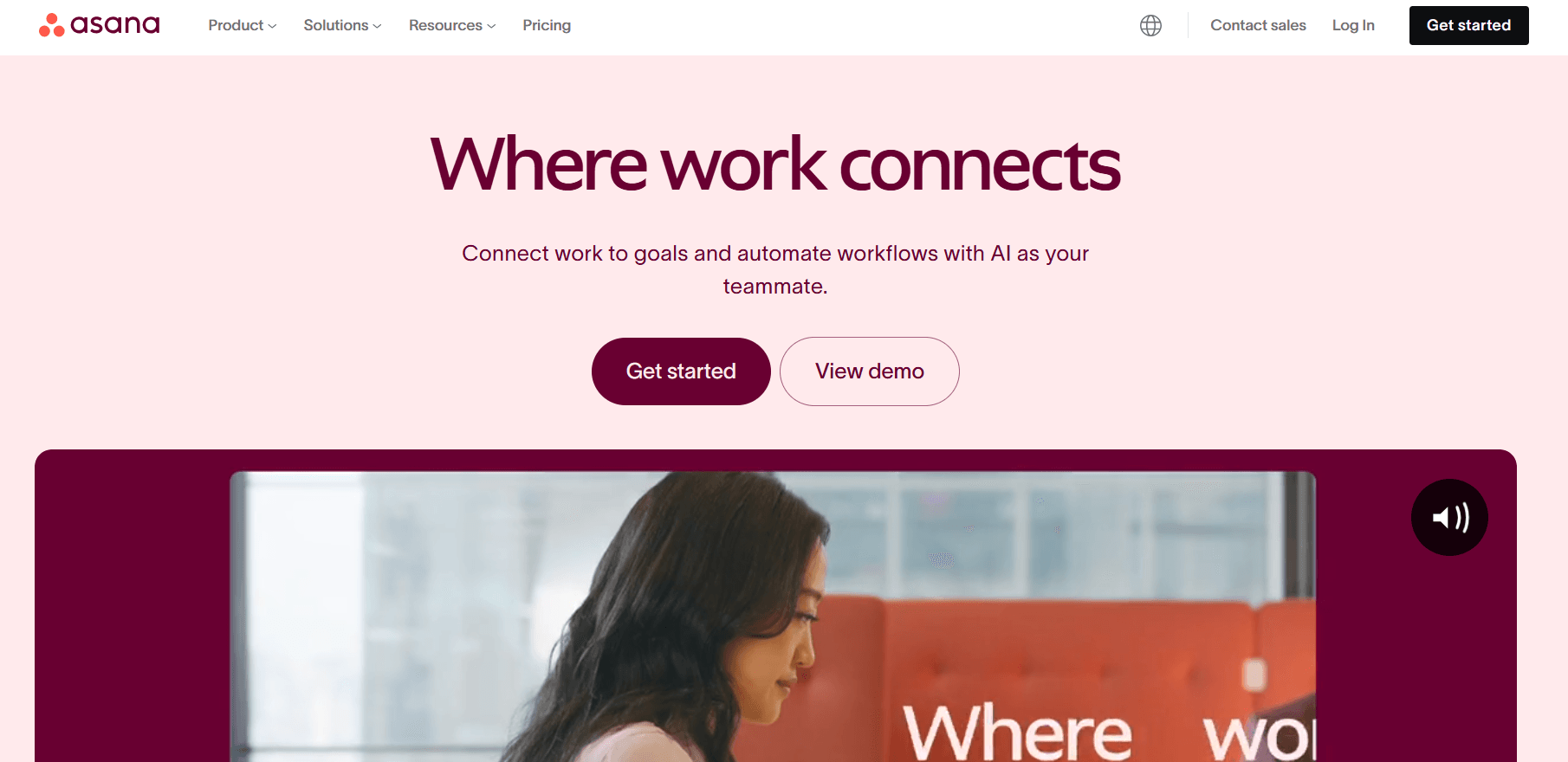 Screenshot of Asana home page