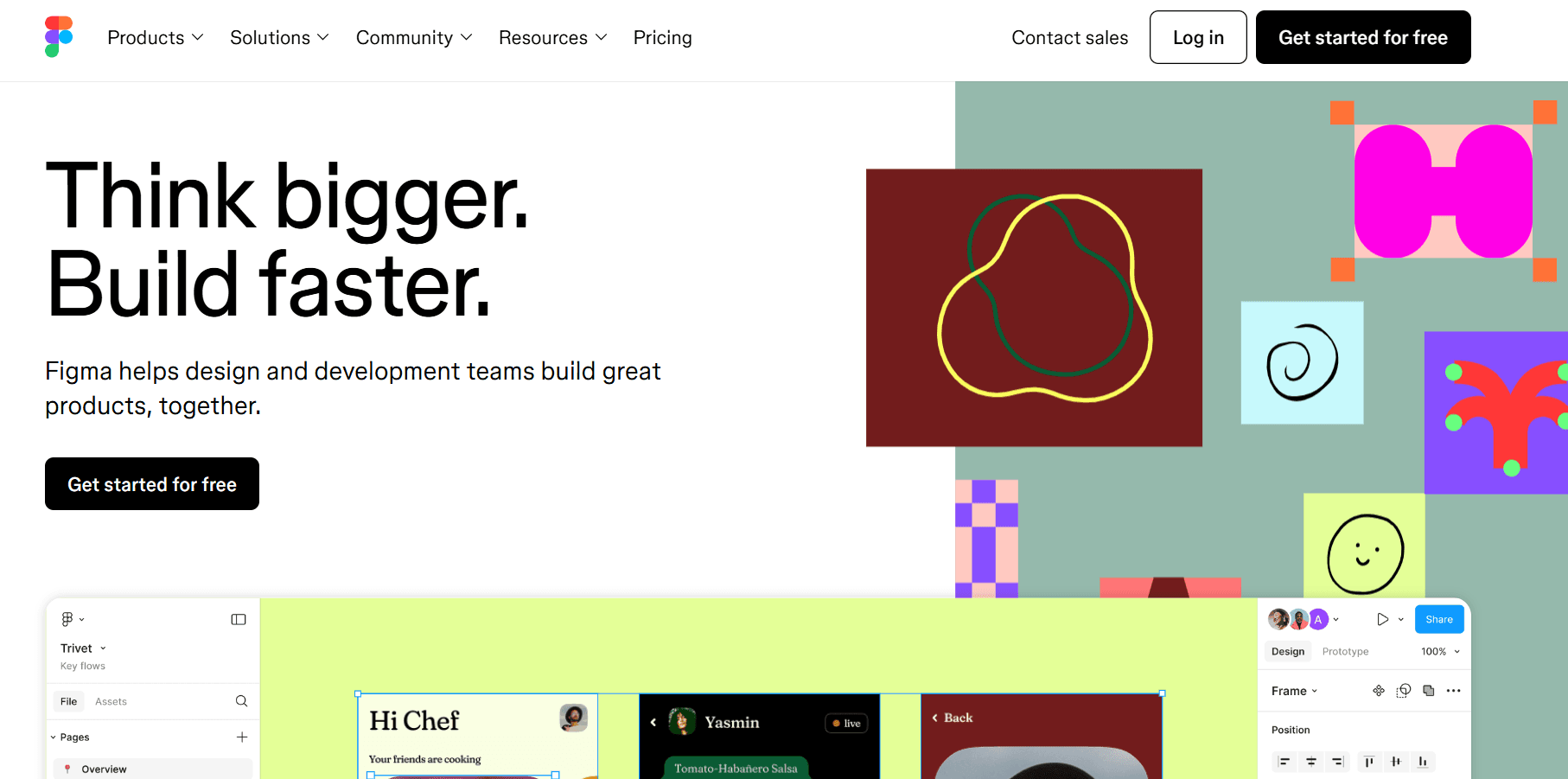 Screenshot of home page of figma