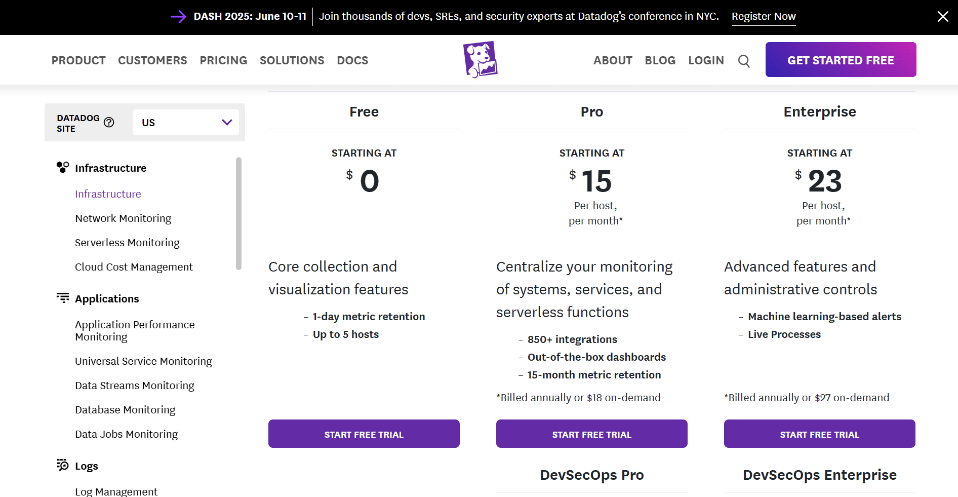 Datadog logo for cloud monitoring platform with subscription plans