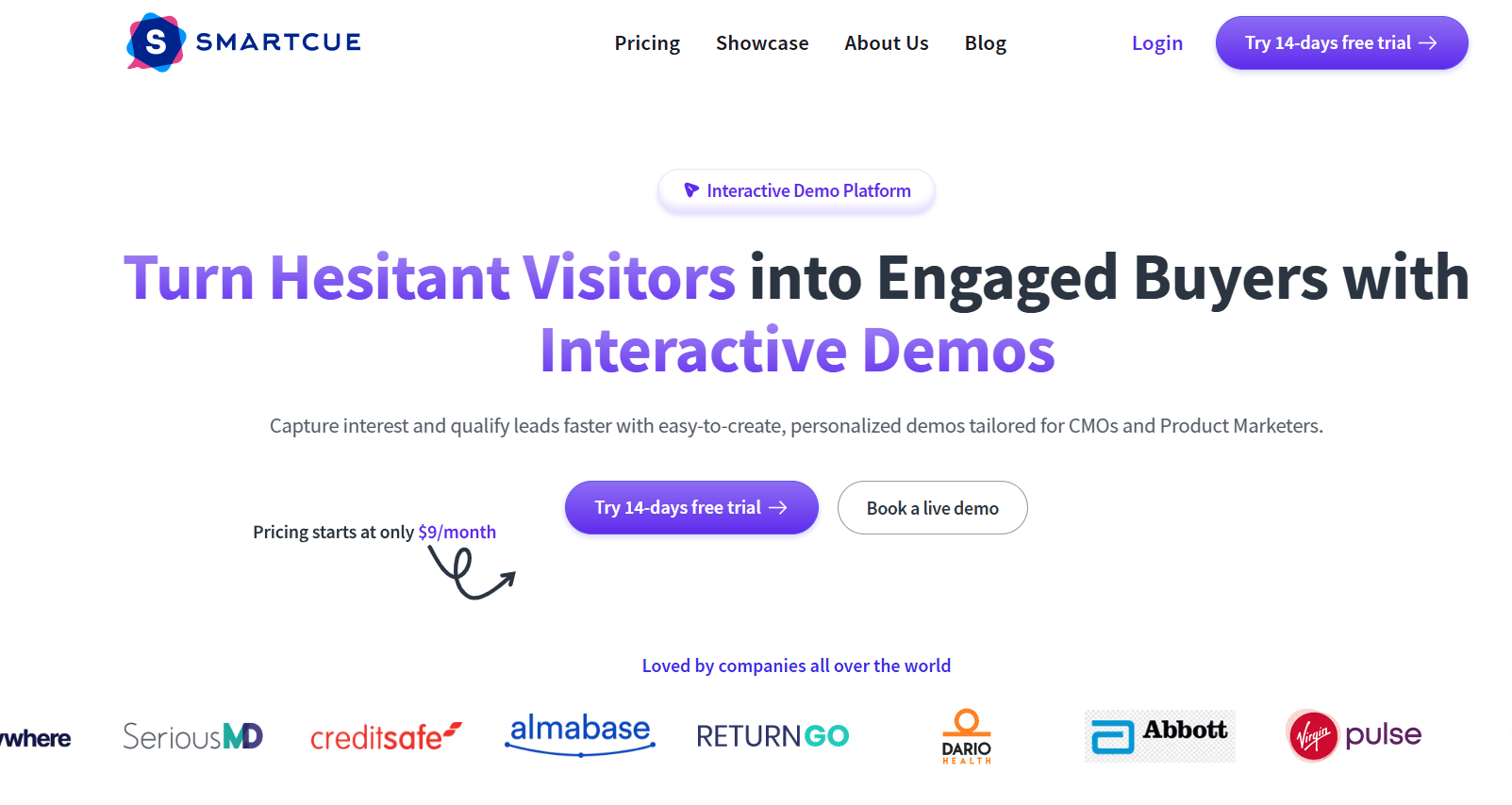 Screenshot of SmartCue home page