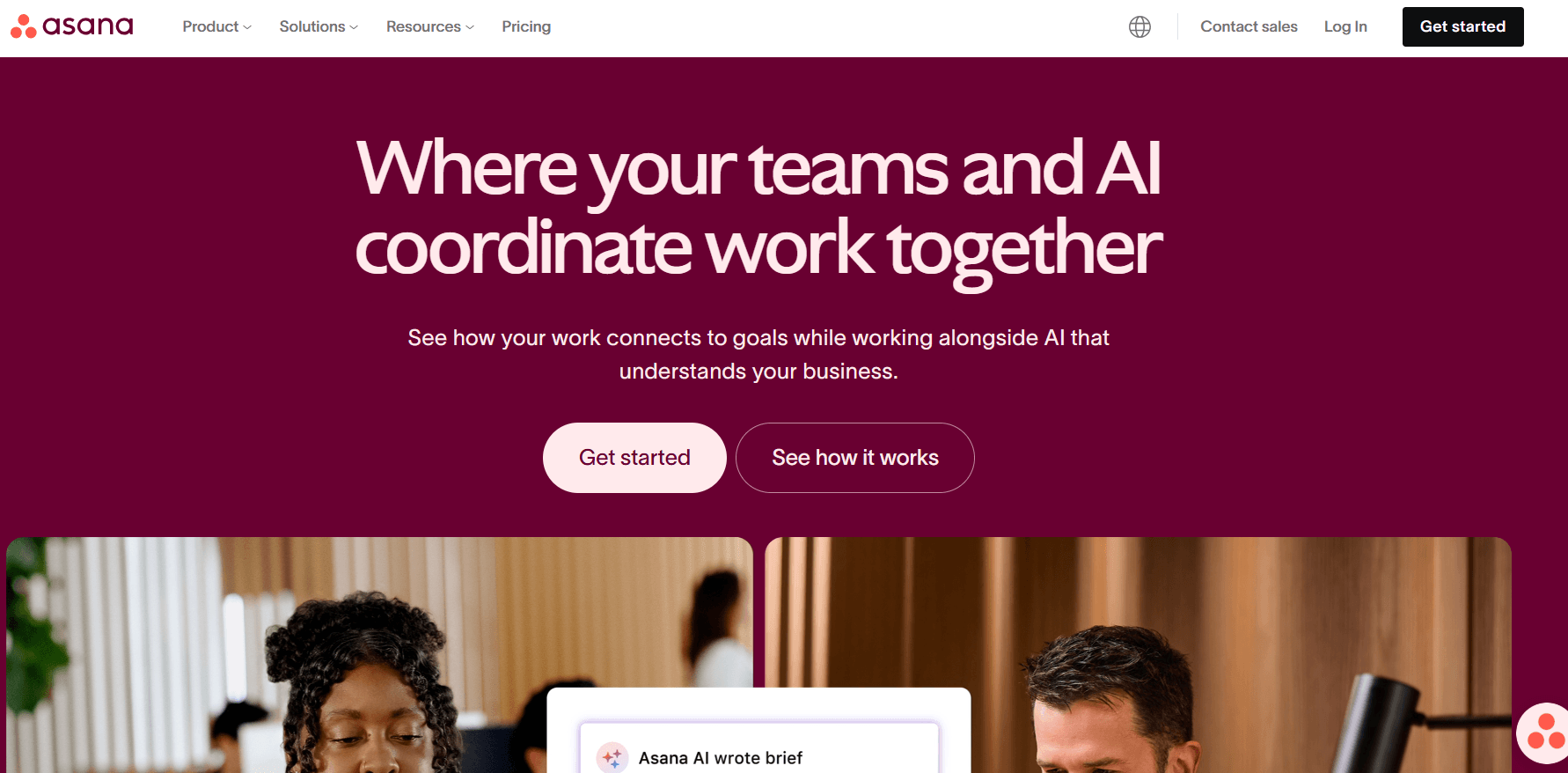 Screenshot of Asana home page