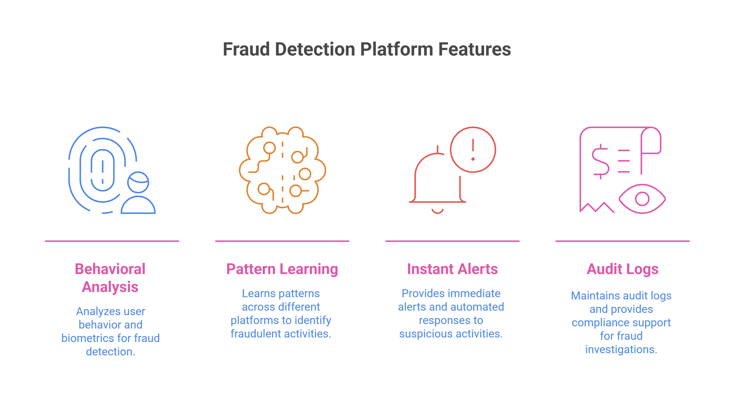 Infographic of key features of Advanced Fraud Detection Platform