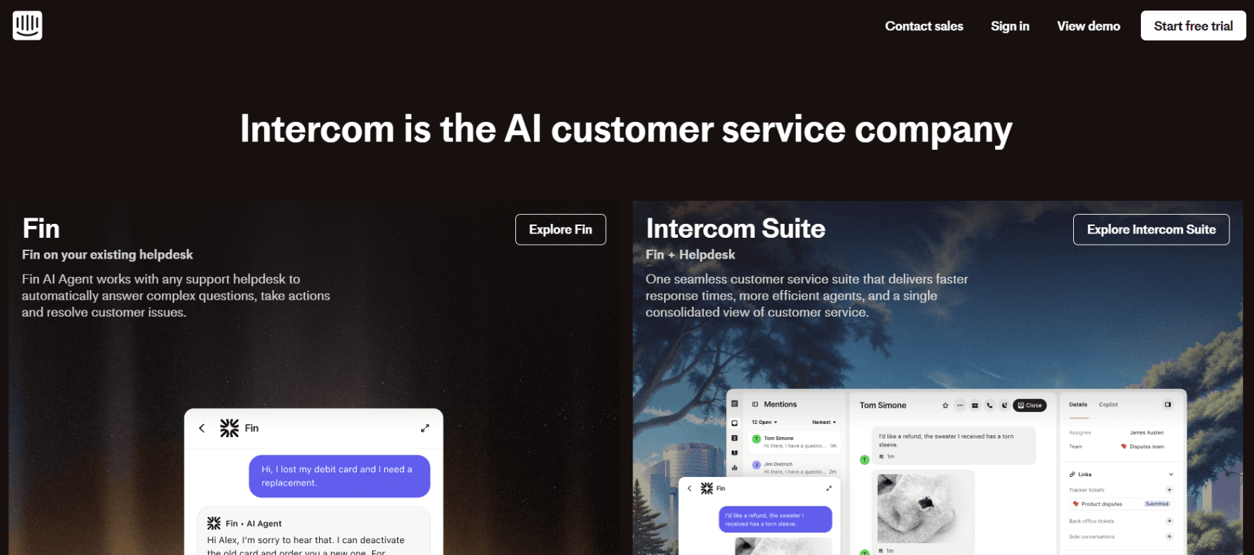 Intercom home page