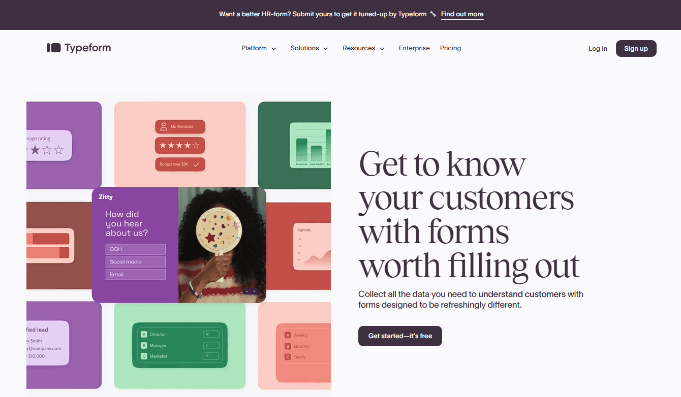 Typeform home page