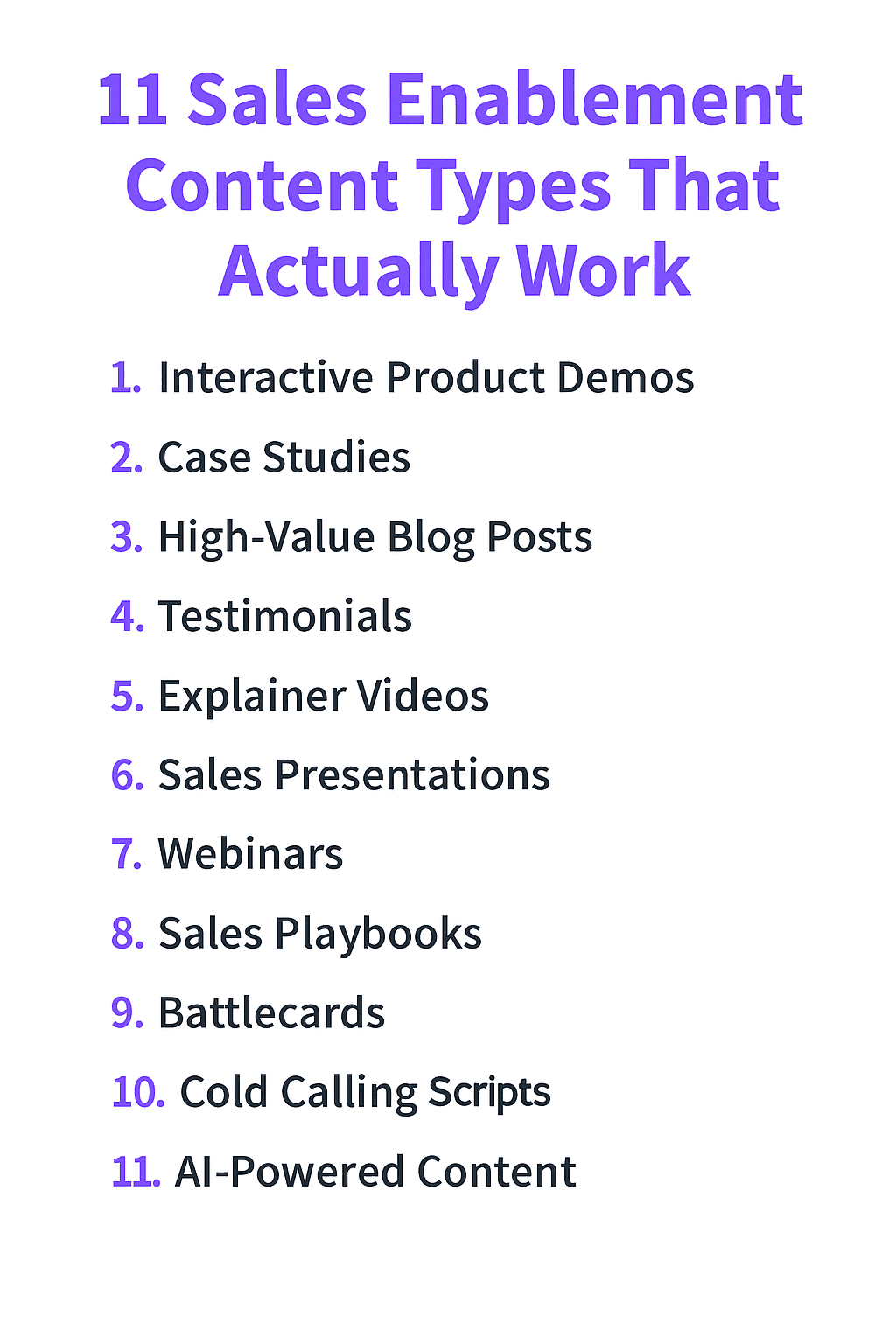 Infographic of 11 Sales Enablement Content Types