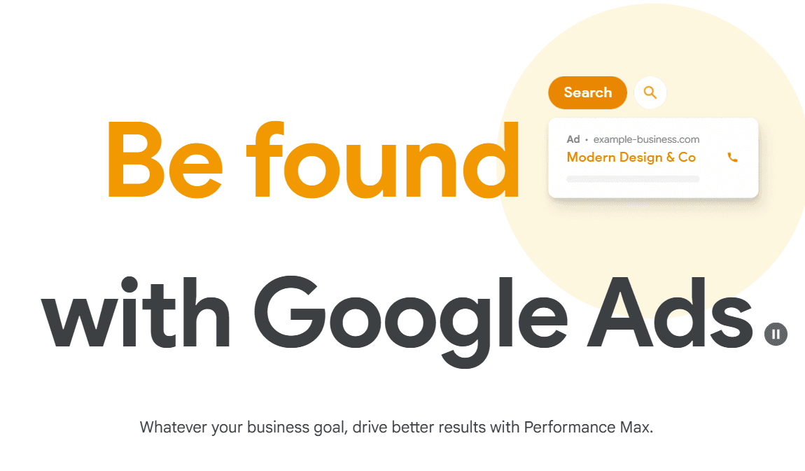 Screenshot of Google Ads homepage