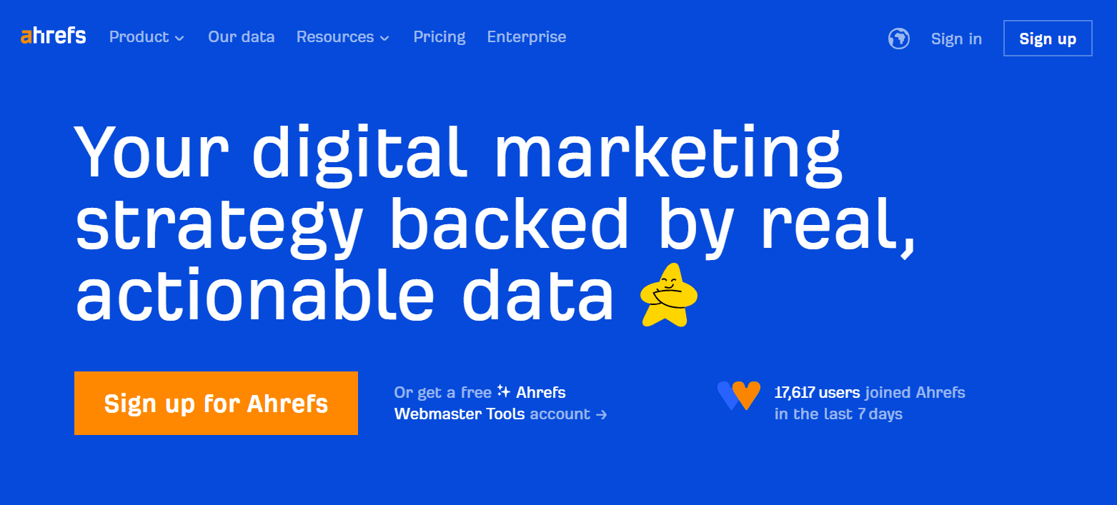 Screenshot of Ahrefs homepage
