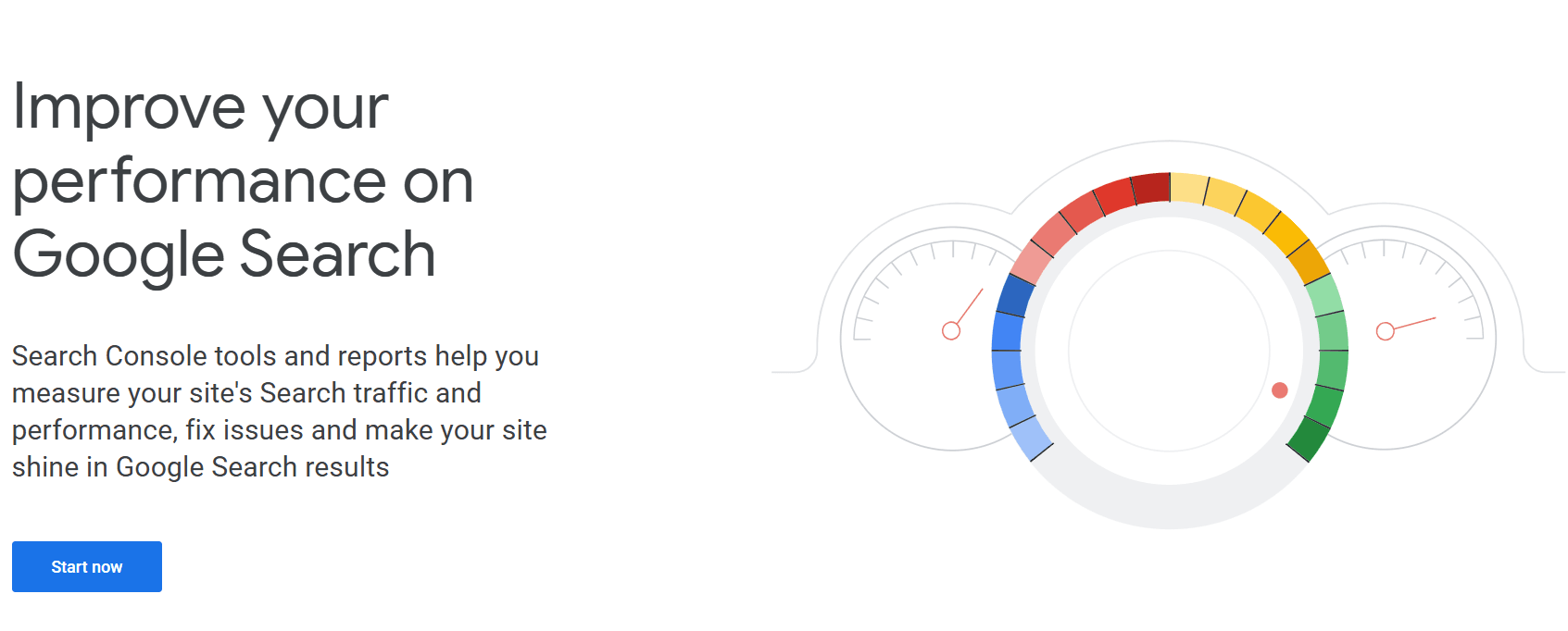 Screenshot of Google search console homepage