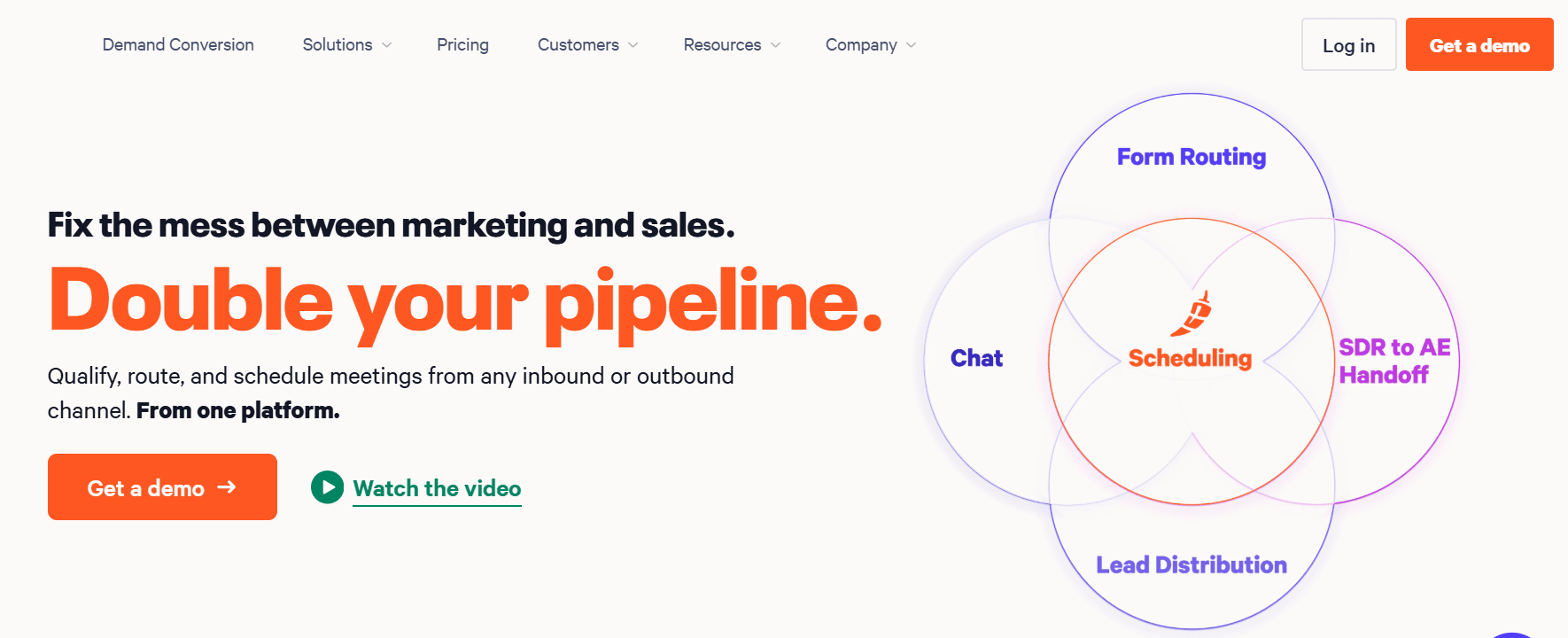Screenshot of Chili piper homepage
