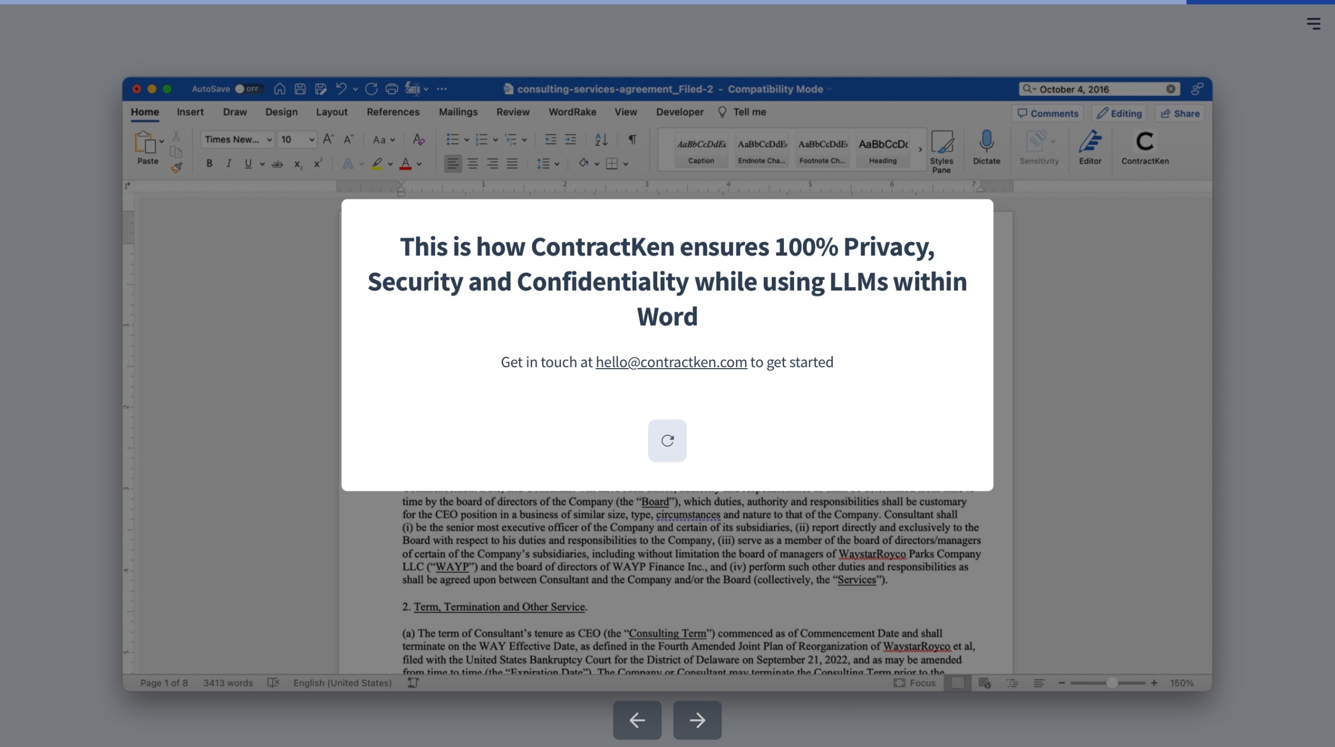 ContractKen’s CTA at the end of demo video.