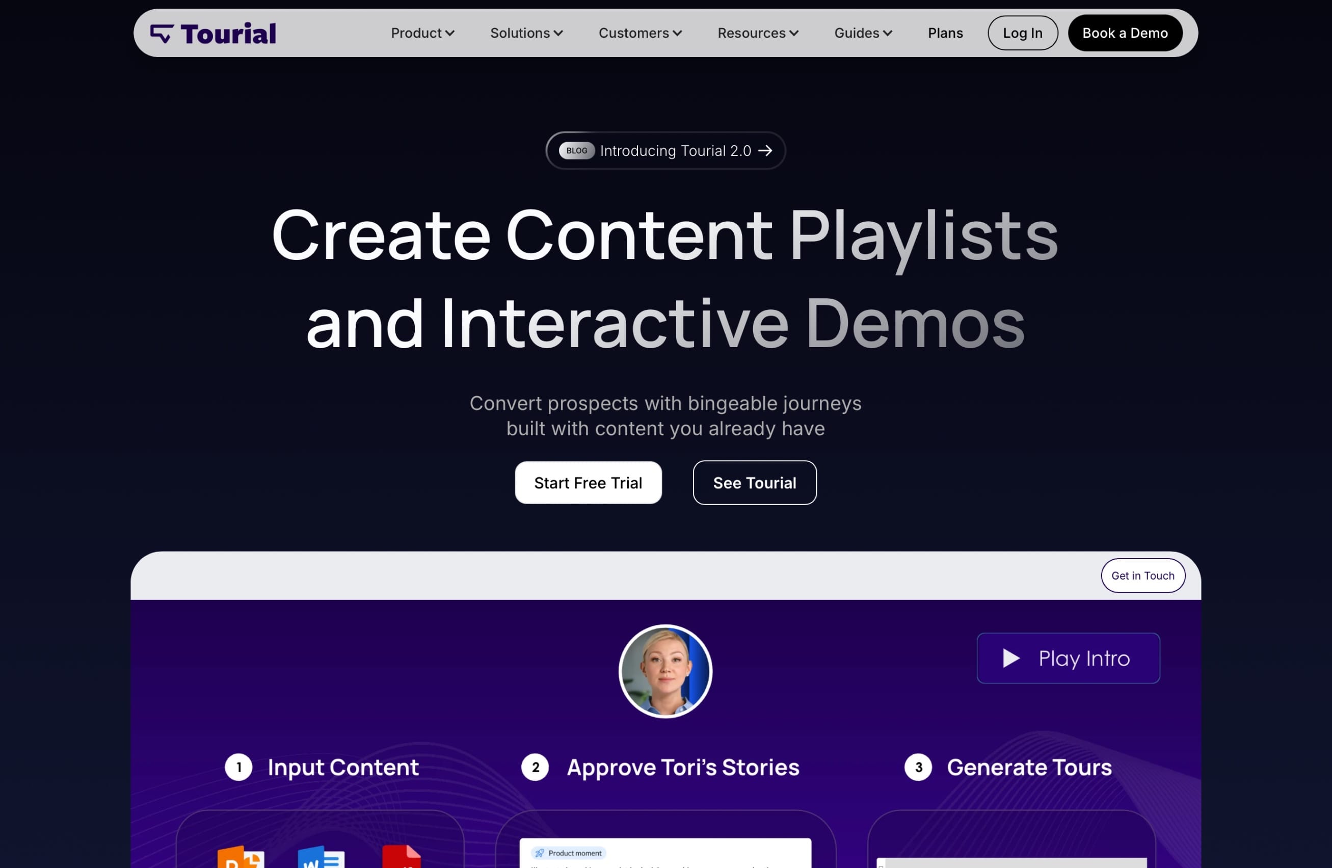 Tourial Landing Page Screenshot