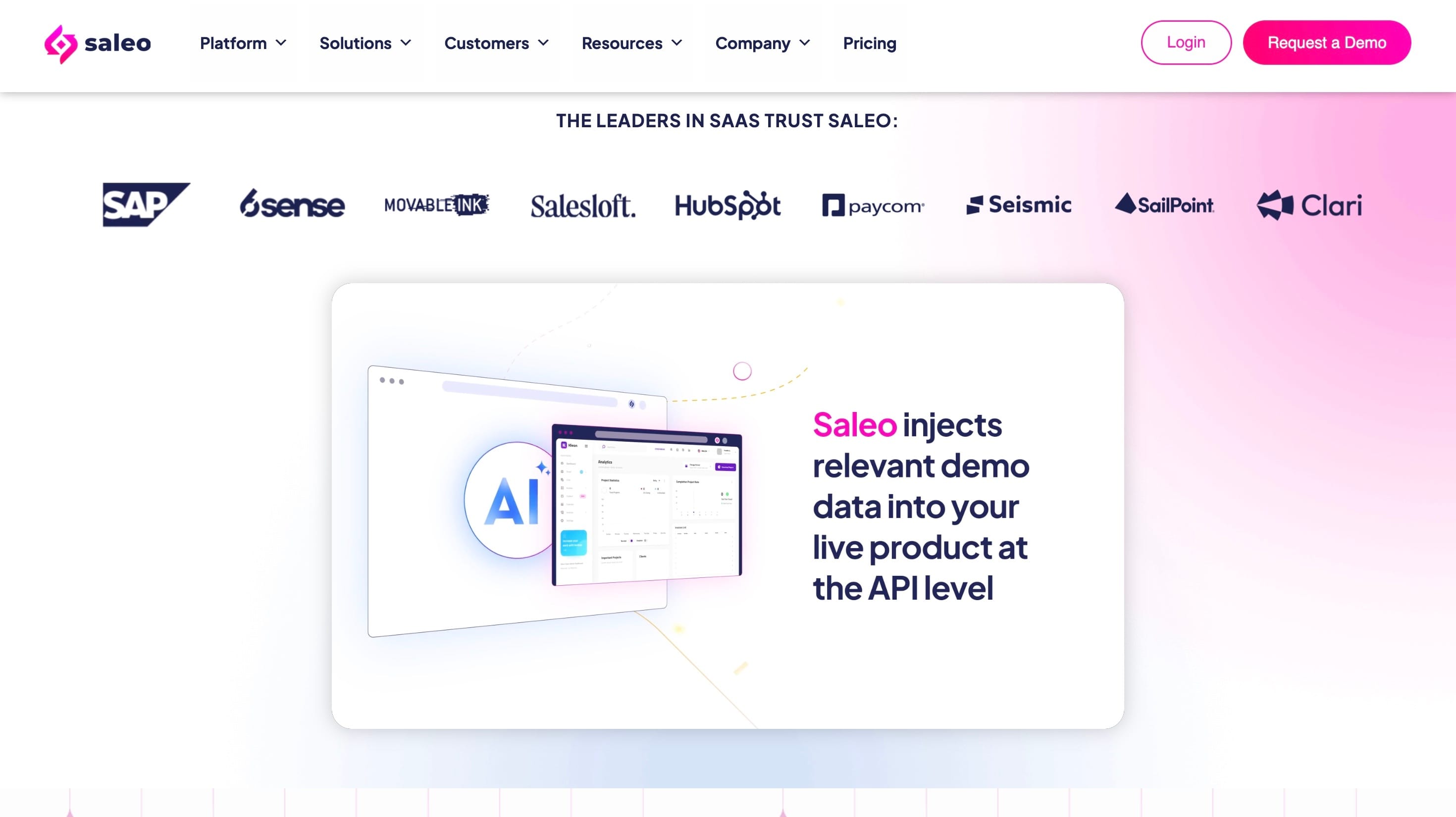 Screenshot of Saleo homepage