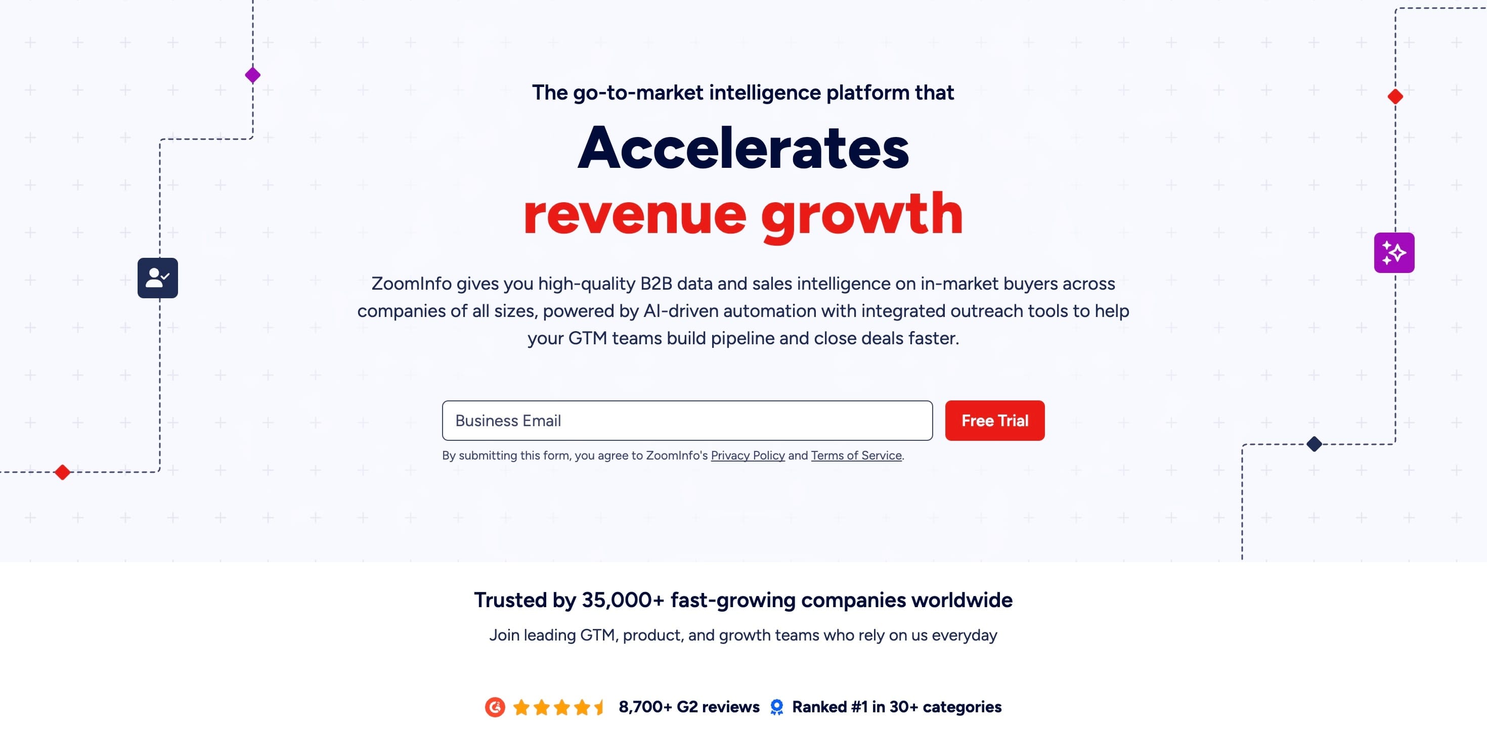 Screenshot of ZoomInfo homepage