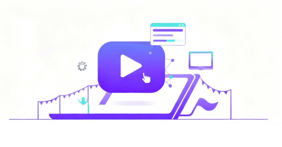 Play button on a digital screen symbolizing interactive demos with real product feel.