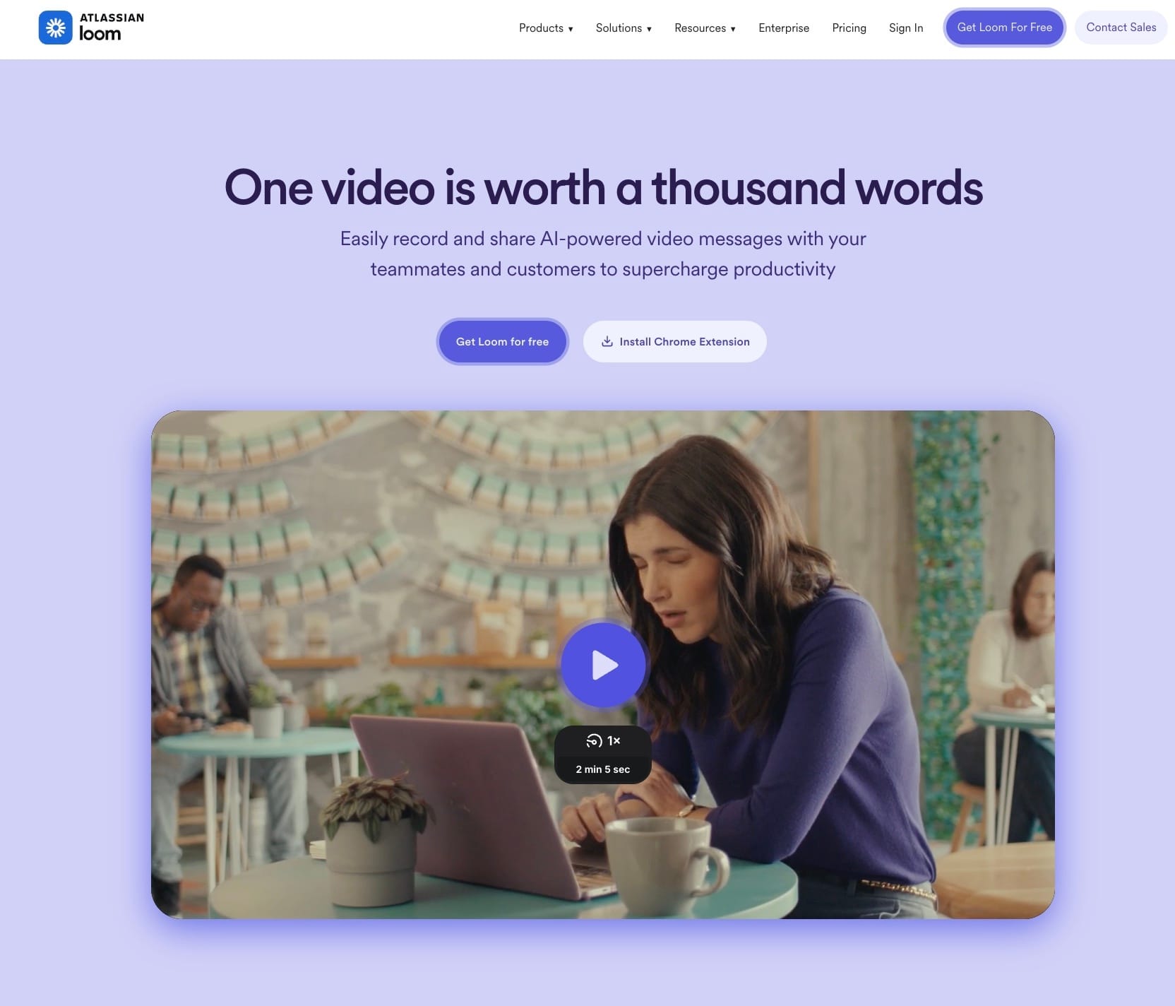 Screenshot of Loom homepage