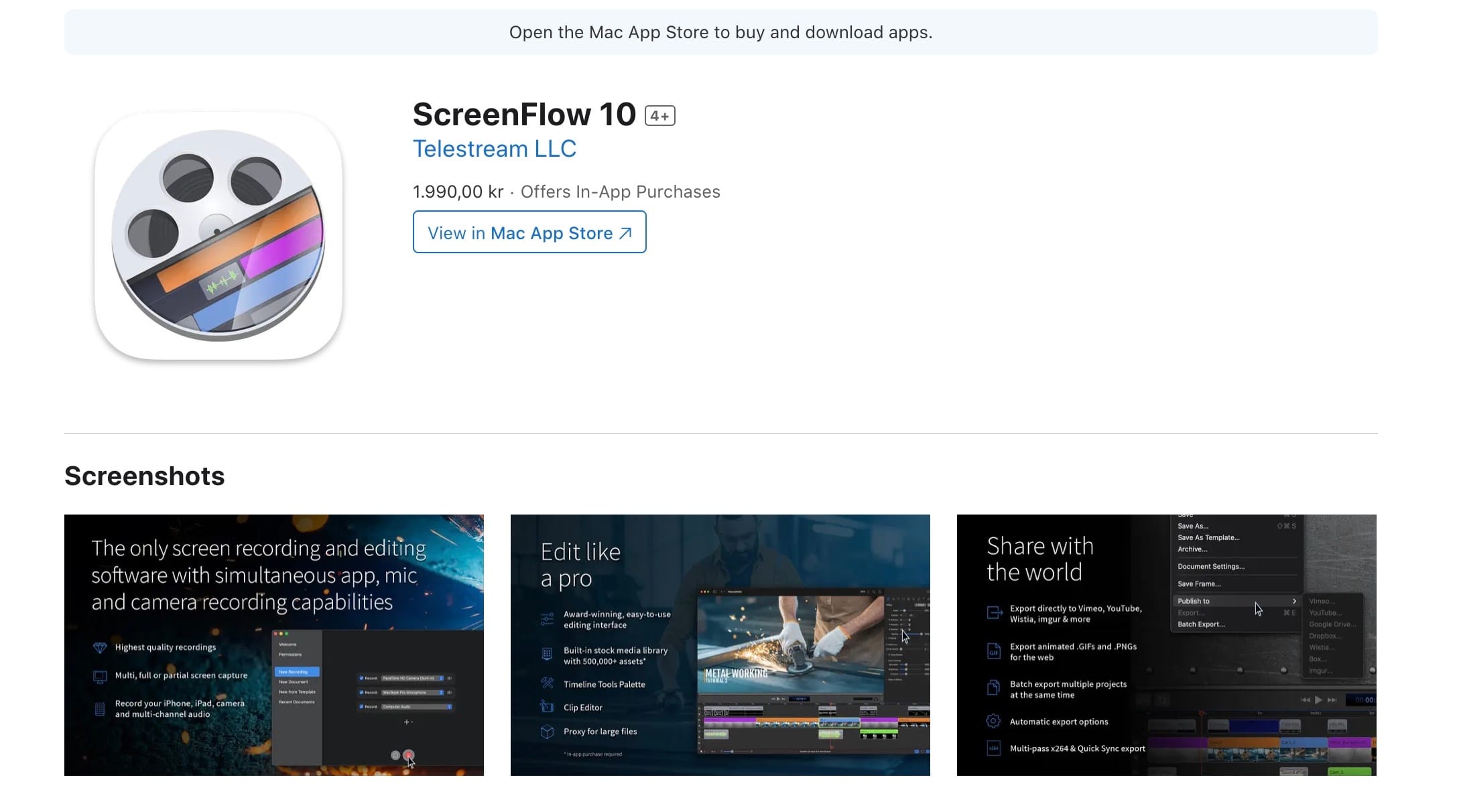 Screenshot of ScreenFlow homepage