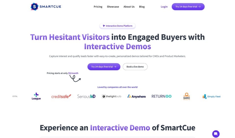 SmartCue Landing Page Screenshot