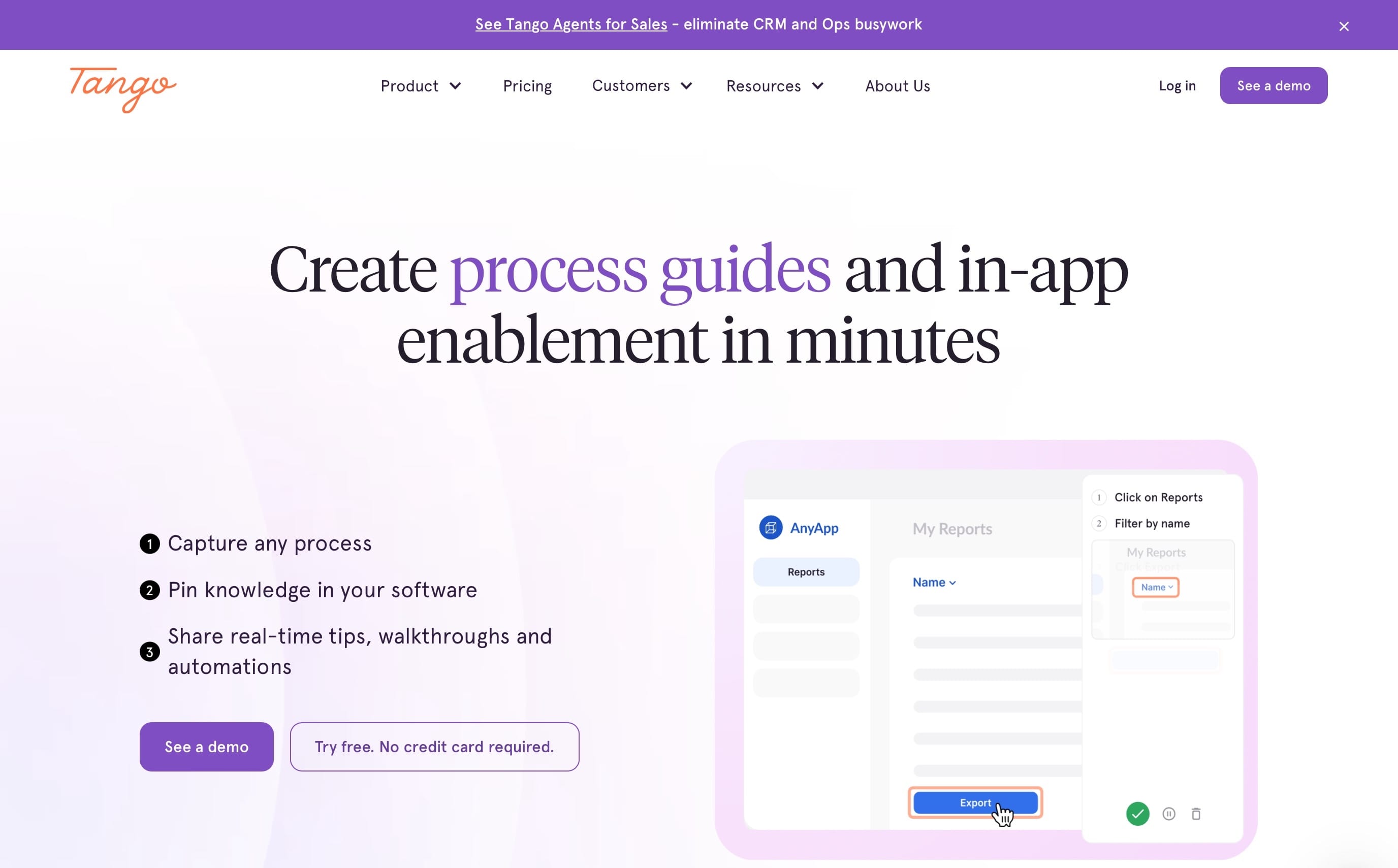 Tango Homepage Screenshot