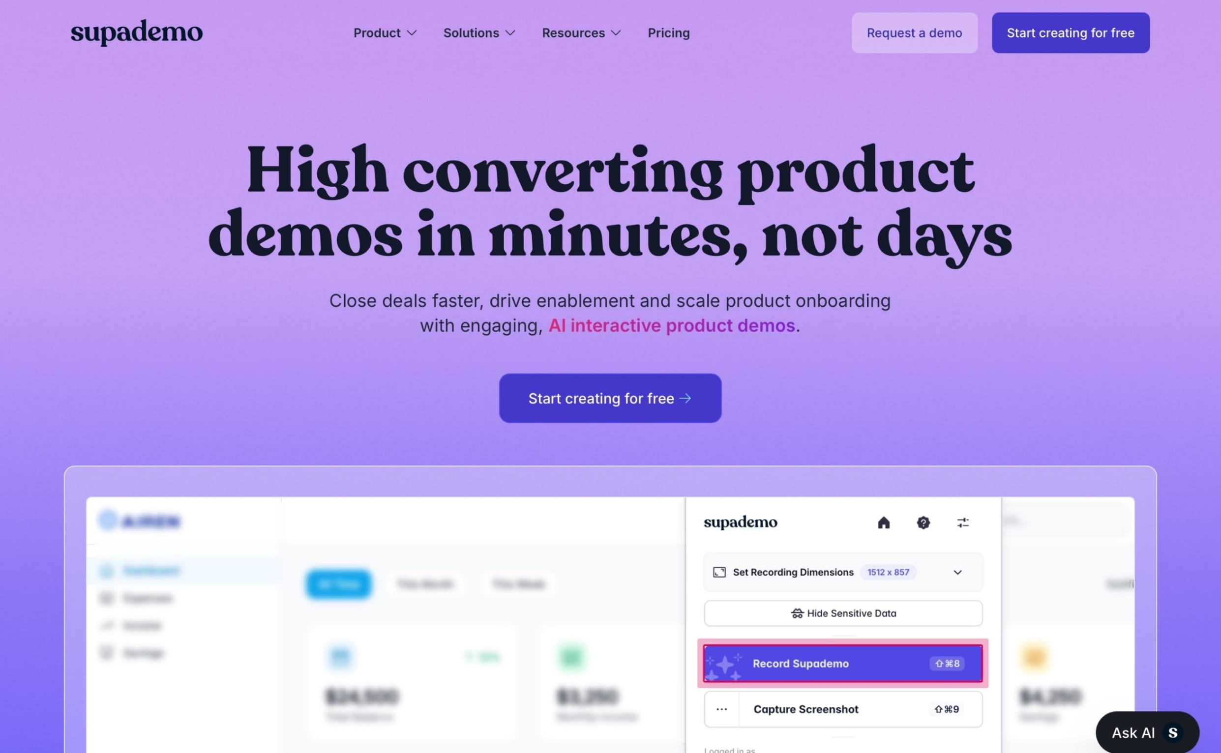 Supademo Landing Page
