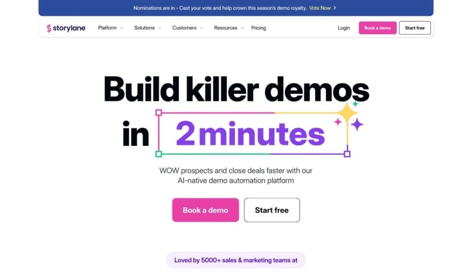 Storylane Homepage Screenshot