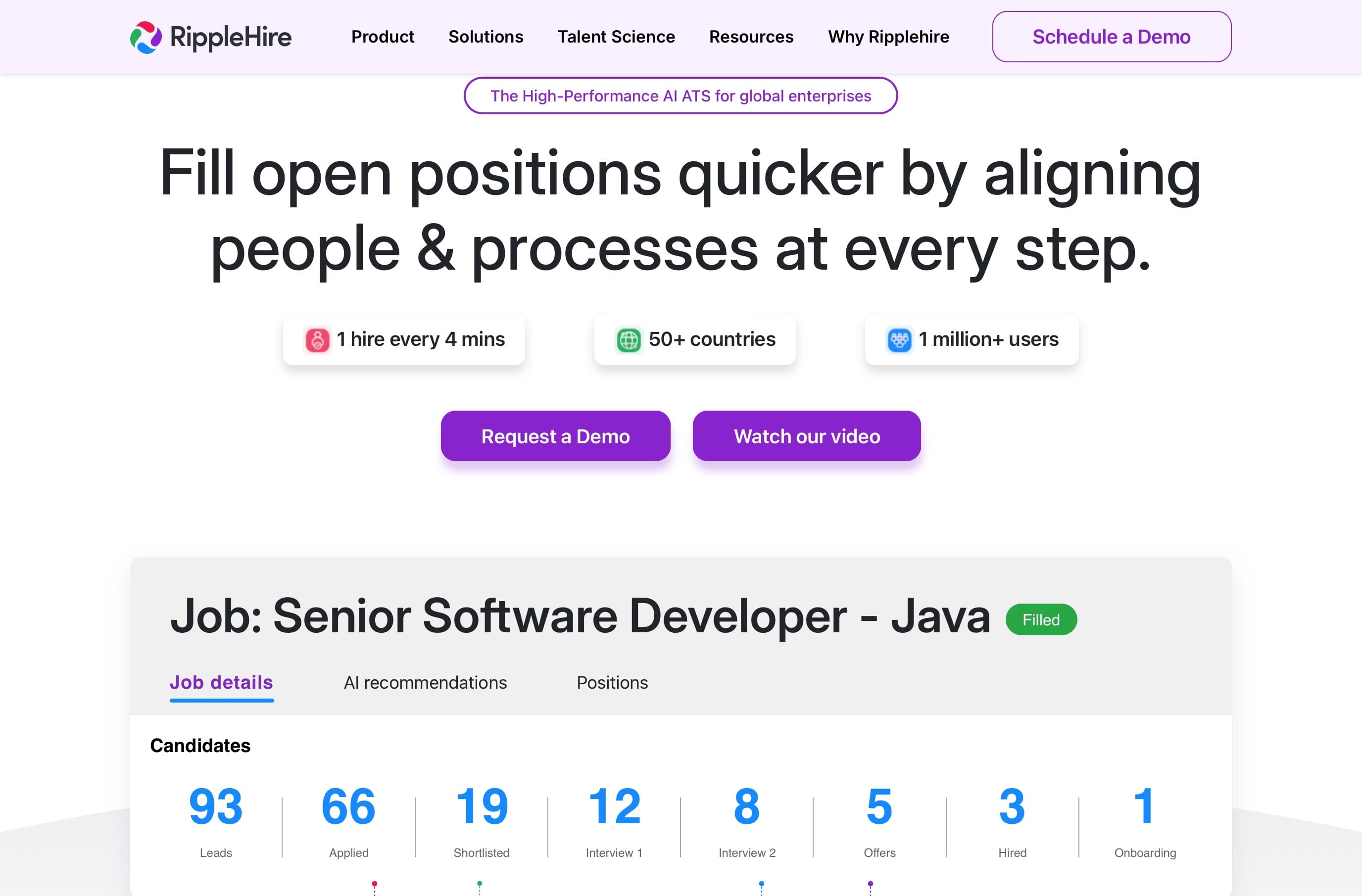 RippleHire Landing Page Screenshot.