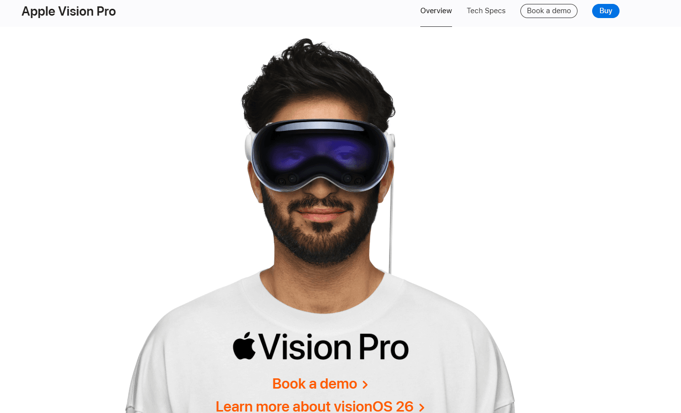 Screenshot of home page of apple vision pro