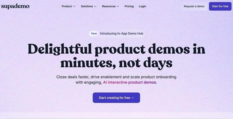 Screenshot of Supademo homepage