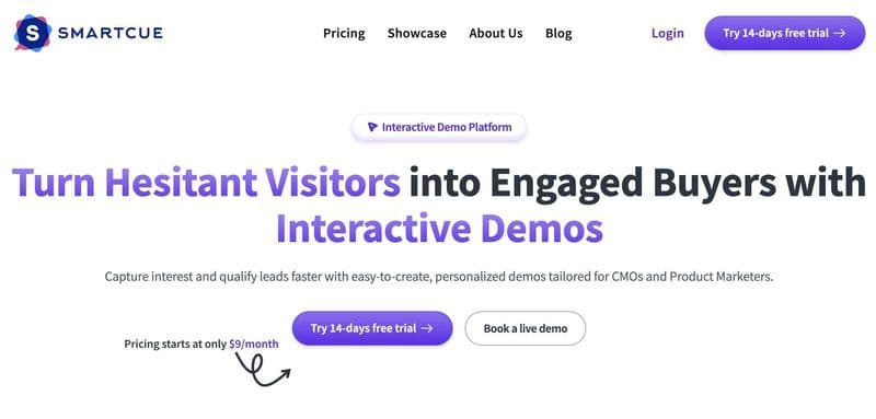 Screenshot of SmartCue homepage