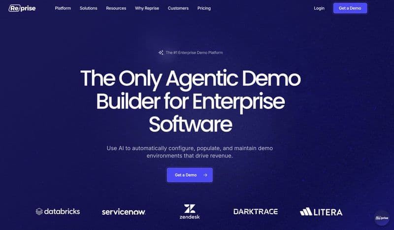 Screenshot of Reprise homepage