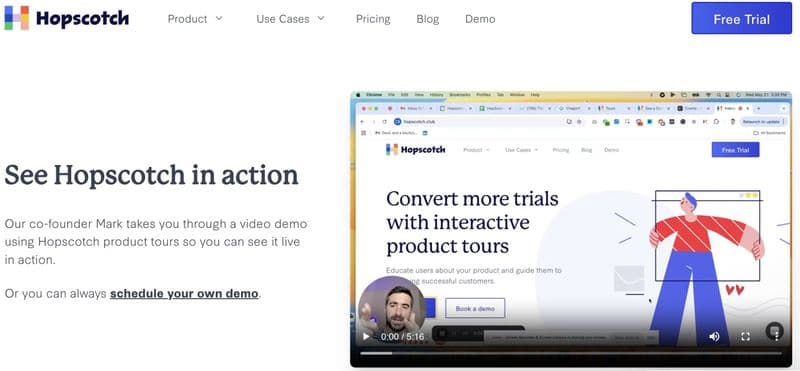 Screenshot of hopscotch homepage