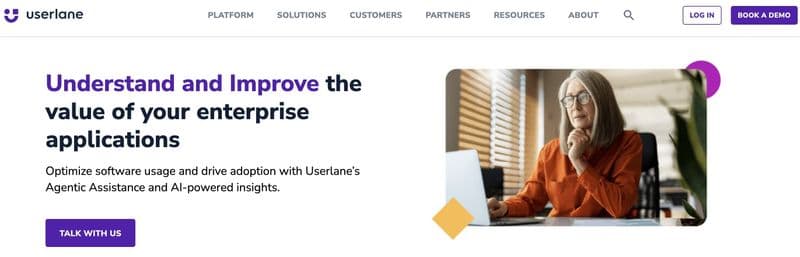 Screenshot of Userlane's homepage
