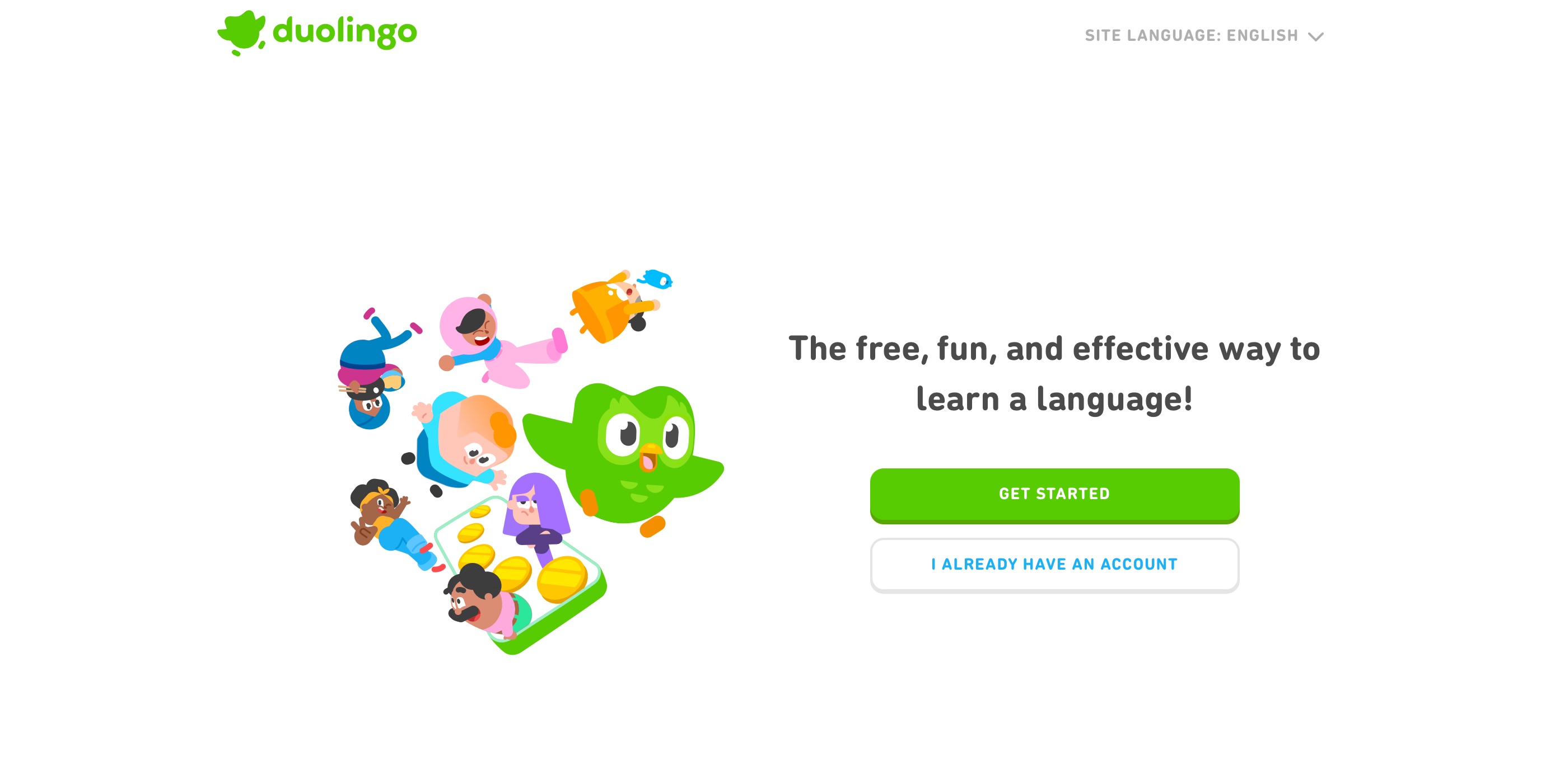Duolingo homepage screenshot.