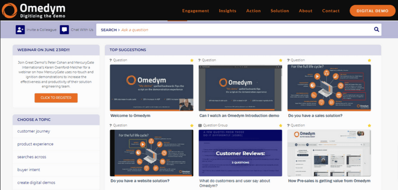 Screenshot of Omedym Demo page