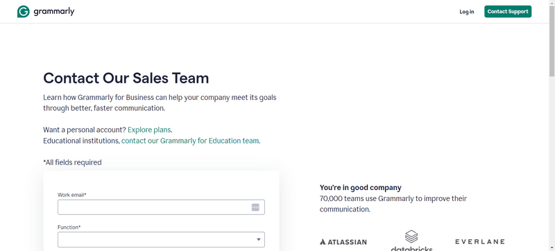 Grammarly demo booking page