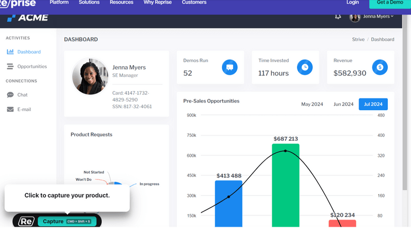 screenshot of Reprise interactive demo software