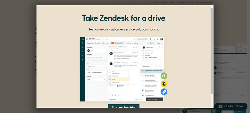 Zendesk on-demand demo page