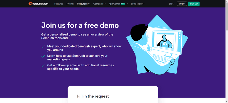 Semrush book a demo page